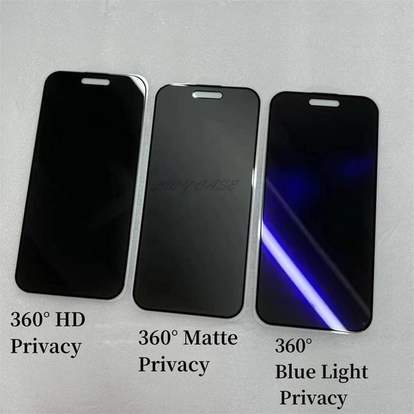 360 Degree HD Anti-Spy Anti-Glare Privacy Tempered Glass For Iphone 17 Pro Max Air 16 16E 15 14 13 12 Pro Max Plus Protector Screen Protector-image