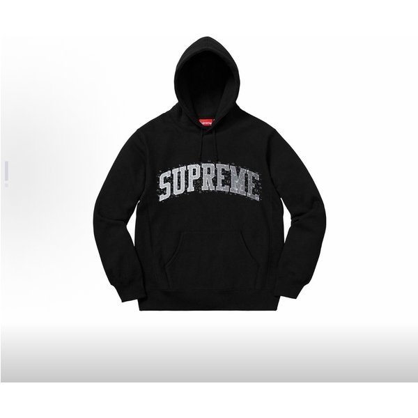 SUPREME Black Rhinestone SUPREME Arch Chest Print Crew Neck Sweatshirt