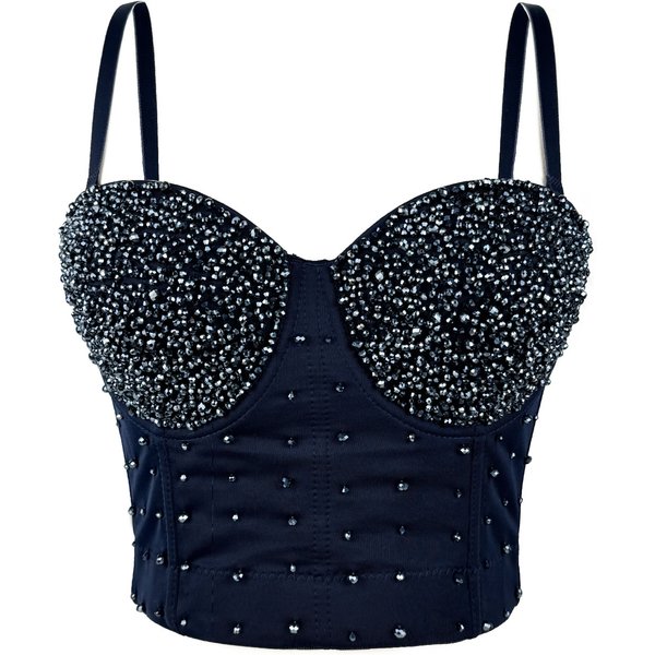 Women's Clothing Shiny Beads Handmade Herringbone Bra High End Outer Wear Small Camisole Herringbone Bra-image