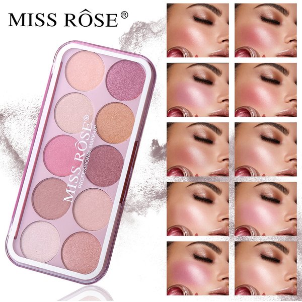 Missrose Natural Brightening Rouge Blush Palette Facial Contouring Pearlescent Fine Glitter Highlighter One Piece Palette Makeup-image