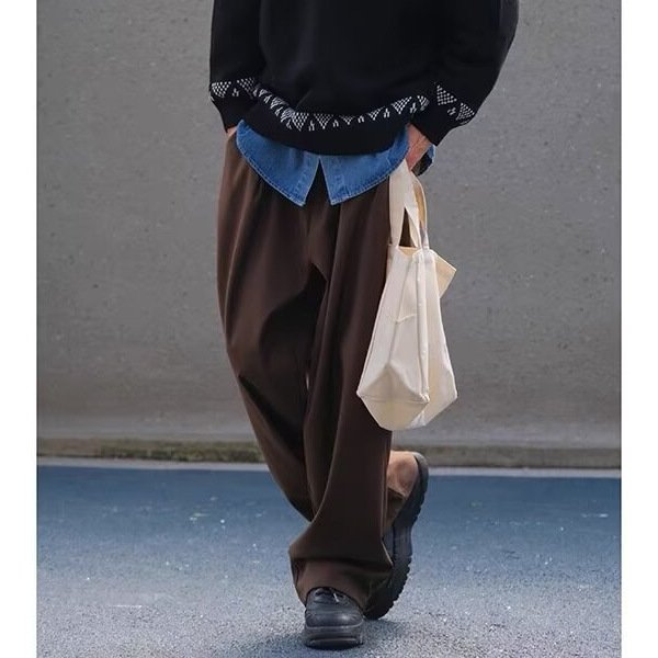 VêTements Pour Hommes Pantalons Droits Coupe DéContractéE Pour Hommes - Tenues DéContractéEs Et De Bureau Pantalons HabilléS à Jambe Large Avec Stretch Confortable, Options Marron Et Noir-image