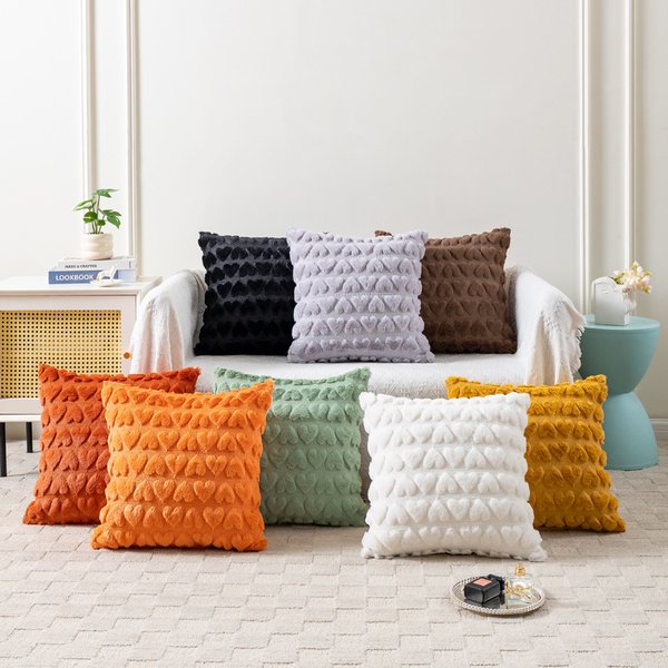 Embroidered Heart Throw Pillow Cover – Soft Polyester Cushion Case For Sofa & Bed (45X45Cm/50X50Cm/55X55Cm, Modern Minimalist)-image