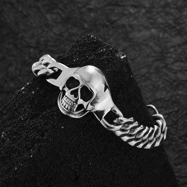 European And American Style Titanium Steel Skull Personality Fashion Men's Bracelet Trendy Punk Hip Hop Rock Accessories-image