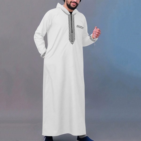 Men's Clothing New Men's Loose Hooded Robe Luxury Men's Embroidered Long Sleeve Muslim Clothing-image
