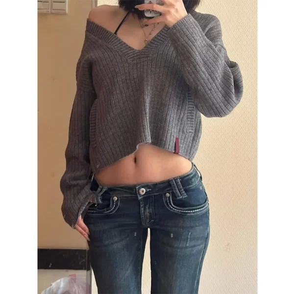 Tall Extended American Hottie Low-rise Denim Micro-pull Pants Women's Summer Old Flared Pants Horseshoe Mopping Trousers