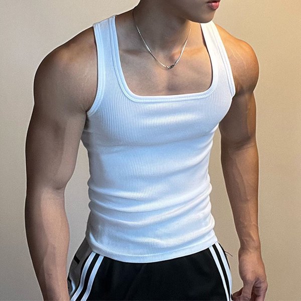 Men's Clothing Threaded Tight Elastic Quick Drying Vest Men's Suspenders Fitness Waistcoat Sleeveless I Shaped Breathable Vest