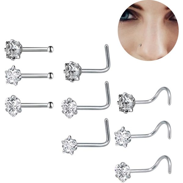 Nose Nail Multifunctional Zircon Nose Headwear Earrings Amazon Heart Zircon Nose Nail Body Piercing Jewelry