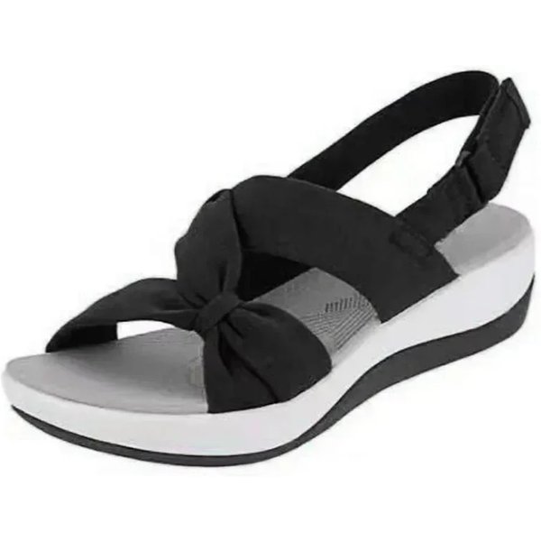 2024 Summer Closed Toe Roman Bow Platform Wedges Women Sandals Plus Size 42