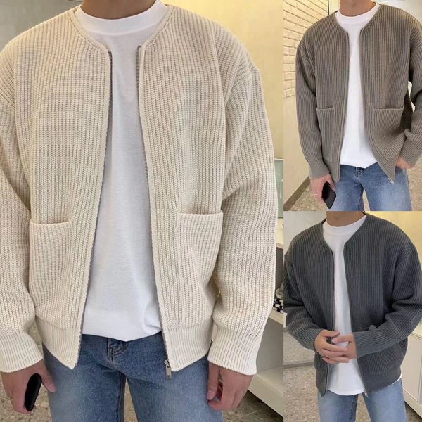 Men's Clothing Men's Casual Knit Cardigan Sweater - Soft & Comfortable Oversized Pullover For Autumn & Winter (Multiple Colors & Sizes Available)-image