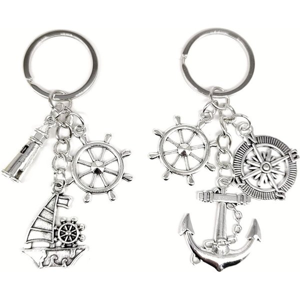 European American Cross-border Nautical Vintage Sailing With Compass, Anchor, And Lighthouse Keychain Decorative Key