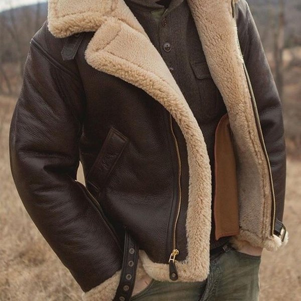 Men's Faux Suede Fleece Lined Winter Jacket - Thick Warm Coat With Stand Collar, Zipper Closure, Long Sleeve, Multiple Colors & Sizes-image