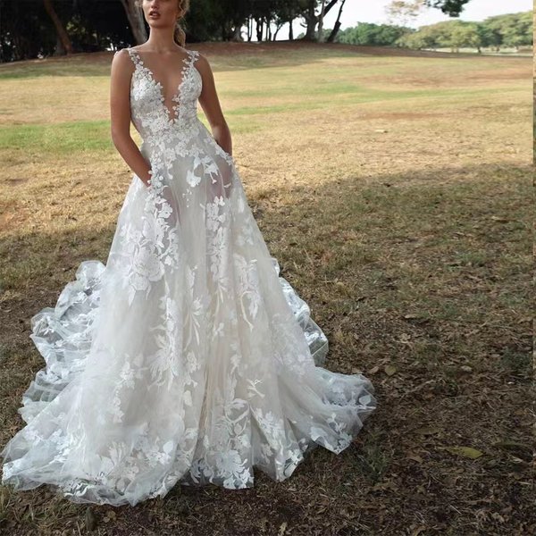 Women’s Clothing Women's Tutu Skirt Lace Bridal Wedding Dress Sexy Pure White Suspender Bridesmaid Dress