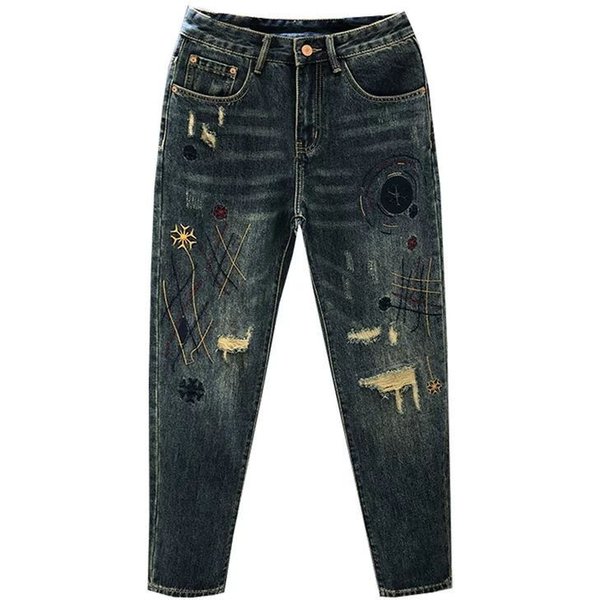 Men's Clothing High Quality Ripped Embroidered Jeans Trendy Loose Flared Pants Spring And Summer Cool Trousers-image