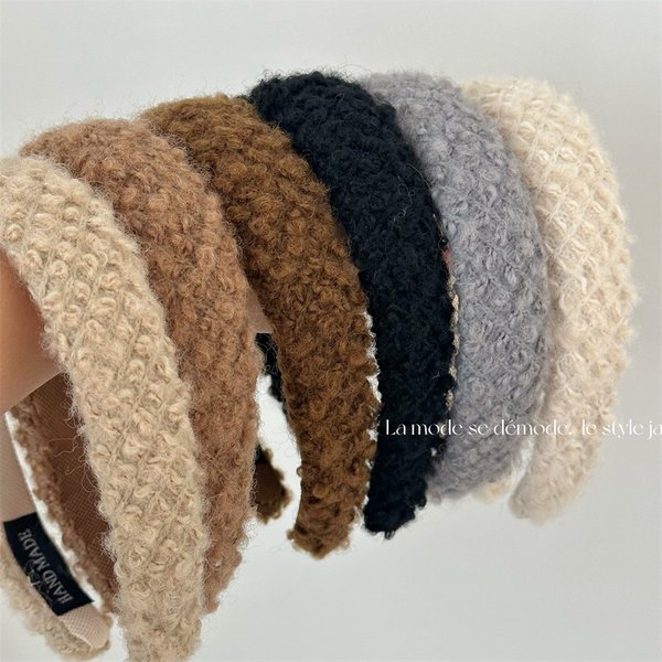 Plaid Plush Wool Headband Autumn And Winter Fairy Beauty High Sense High Skull Top Furry Face Wash Hairpin Headband Hair Accessories-image