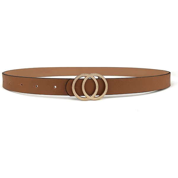 Double Round Buckle Women's Retro Decorative Belt, Versatile Fashionable Jeans, Casual Pants Belt For Women-image