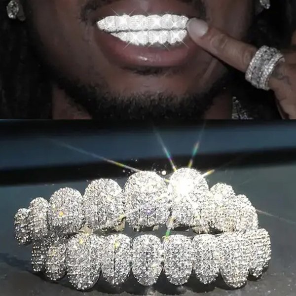 Christmas Hip Hop Braces Jewelry 14K Real Gold Electroplated Copper Zirconium Tooth Ornaments Exaggerated Rap Props Braces Accessories-image
