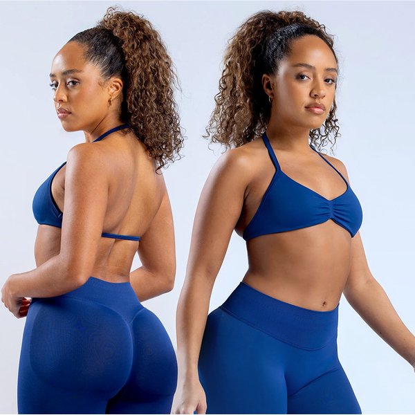 Women's Clothing High Elastic Matte Sports Bra Halter Neck Yoga Vest Polyester Fitness Top For Active Wear-image