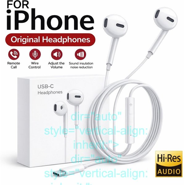 Original In-Ear Headphones For Apple IPad IPhone 15 17 14 13 12 11 16 Pro Max Plus Type C Wired Earphones Laptops Tablet