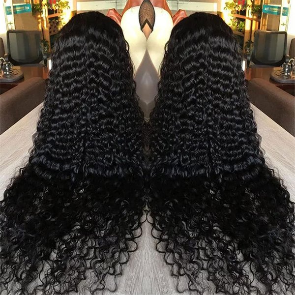Kinky Curly Water Wave 13x4 HD Transparent Lace Front Human Hair Wigs Remy Raw Indian Hair Lace Frontal Wig For Women 4x4 Lace Closure Wigs