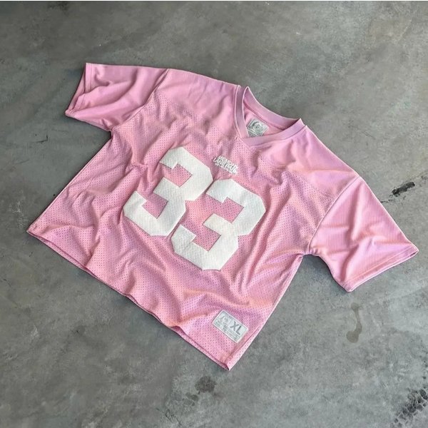 American Y2k Letter Print Sports Short Sleeved Couple Hip Hop Street Style V Neck Football Casual Baggy Loose T Shirt