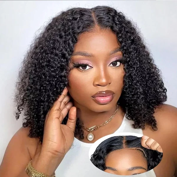 Glueless Wig Human Hair Bob Deep Wave Hair Pre Plucked Pre Cut Lace Front Wig 180 Density Remy Hair For Women-image