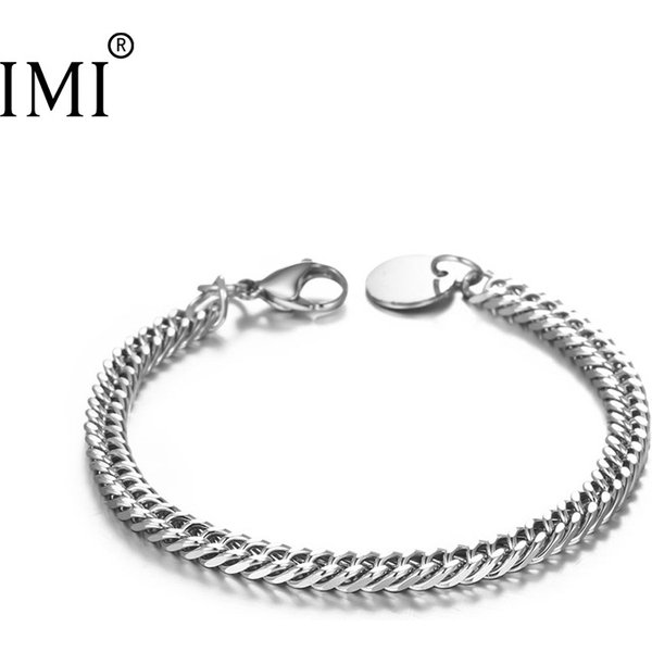 Charm Bracelets Imi Simple Titanium Steel Bracelet Men's Punk Bracelet Men's Wide Bracelet Student Hip Hop Jewelry YL149-image