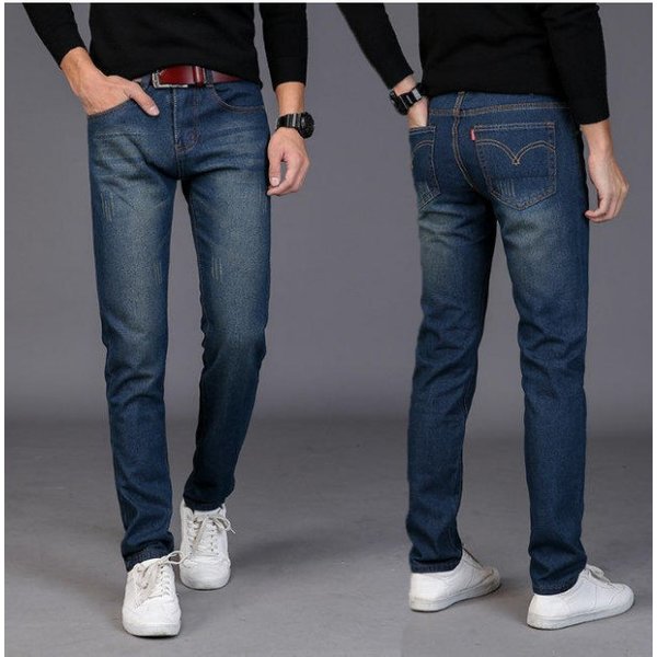 Men's Clothing Youth Fat Guy Large Size Straight Loose Jeans Casual Pants-image