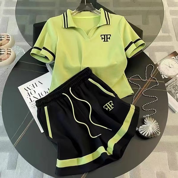 Women's Clothing In Summer Plus Size Loose And Slim Age Reducing Polo Collar Two Piece Suit Trendy-image