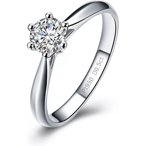 Zhou Family Classic Mosang Stone Diamond Ring, 1 Carat Pure Silver Pair, Wedding Proposal Gift Ring For Girlfriend-image