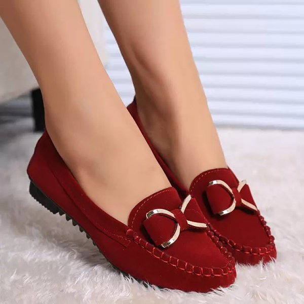 Women's Casual Sneakers - Soft Suede Flat Shoes For Work & Walking - Lightweight Comfortable Slip-On (Black/Red/Yellow/Blue) - EU 35-41