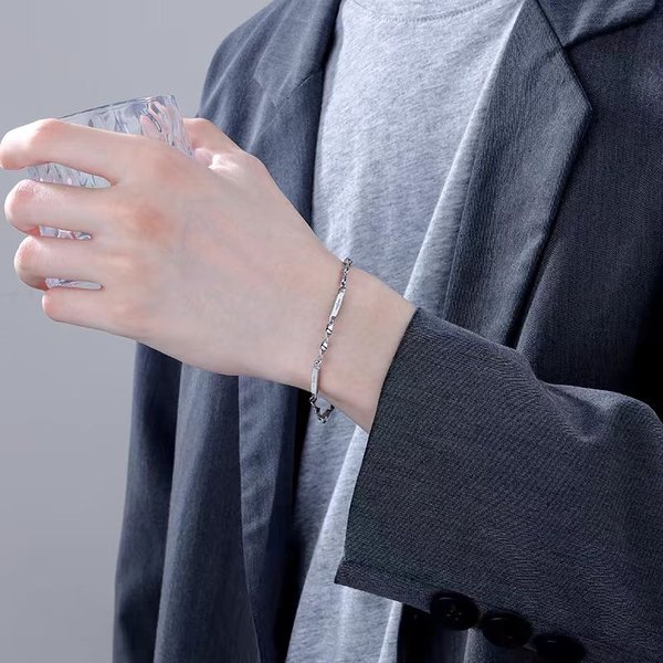 Mobiles Bamboo Bracelet For Boys And Girls, Simple And High Grade Titanium Steel Non Fading Chain, Versatile Fashion Hand Accessories For Couples-image