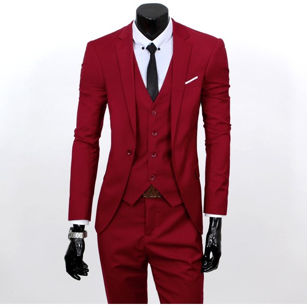 Men's Clothing One Button Suit For Work Slim Suit Temperament Men's Three Piece Suit-image