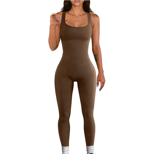 Women's Threaded Pants Jumpsuit Seamless Stretch Sportswear Fitness Yoga Wear-image