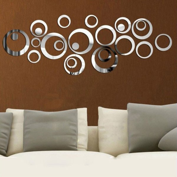 3D Acrylic Three-Dimensional Mirror Sticker For Living Room Bedroom Tv Background Wall Circle Home Decoration-image