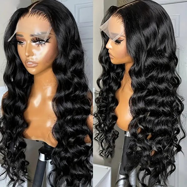 Women's 13 X 4 Front Lace Wig Long Wavy Hair Center Parted Full Head Natural Synthetic Clip-In Wig-image