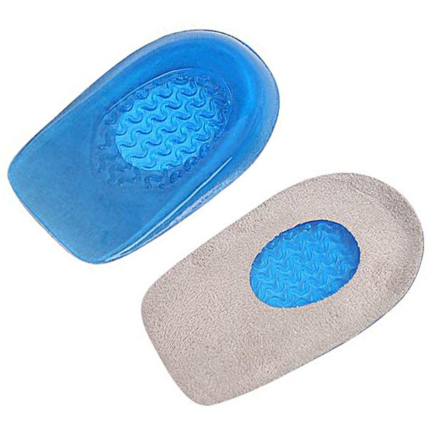 Elastic blue GEL heel pad shock absorption relieve heel pain new insole half size pad men's and women's size
