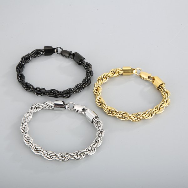 Men's Bracelets Titanium Steel Jewelry 18K Gold Two Color Twist Chain Unisex Stainless Steel Bracelet Jewelry-image