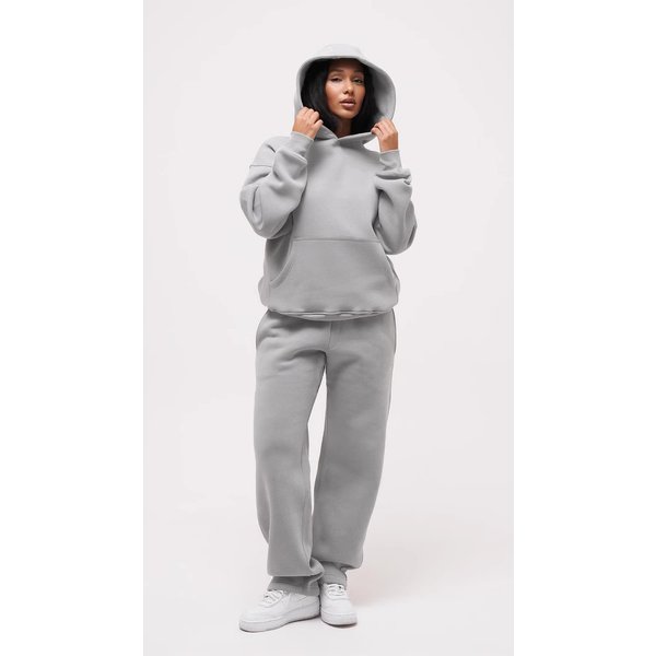 Autumn And Winter Casual Sweater Suit Long Sleeved Pocket Pullover Hooded Top Elastic Waist-image