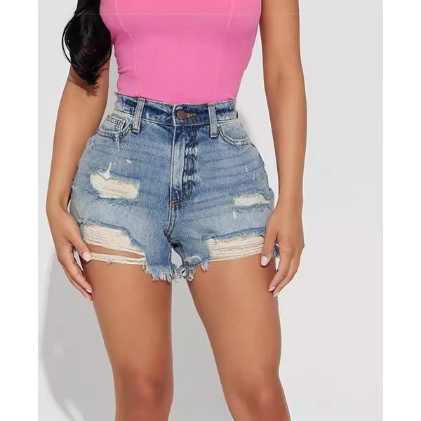 Women's Clothing Retro Ripped Denim Shorts