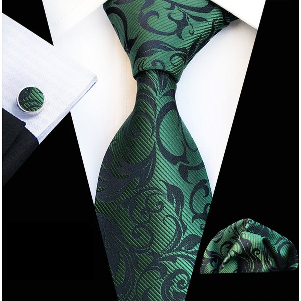 Men's Ties Purple Vine Tie Pocket Square Cuff Three Piece Set