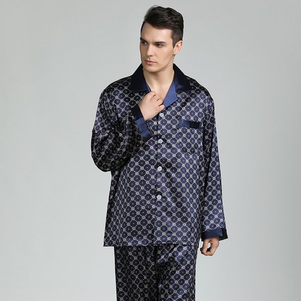 Men's clothing men's ice silk pajamas summer men's long sleeves thin silk home clothes summer pajamas suit