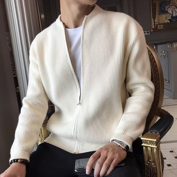 Men's Clothing Autumn and Winter new sweater coat men's solid color knitted cardigan men's casual all-match slim fit top clothes