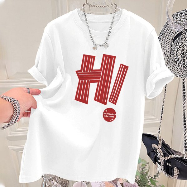 Women's Summer New Loose Slimming Fashion Advanced Sense All-Match Letter Style Top-image