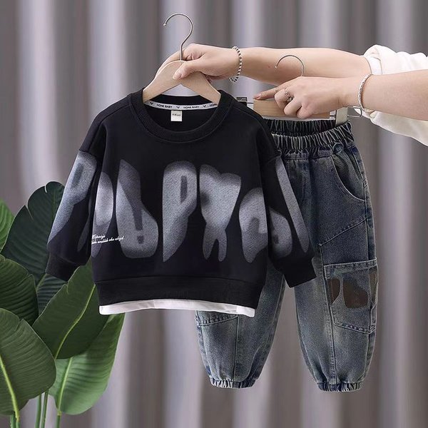 Kid's Clothing Boys' Suits Spring And Autumn Styles, 2024 New Styles Fashionable And Stylish, Popular Sweatshirts For Boys, Handsome And Casual-image