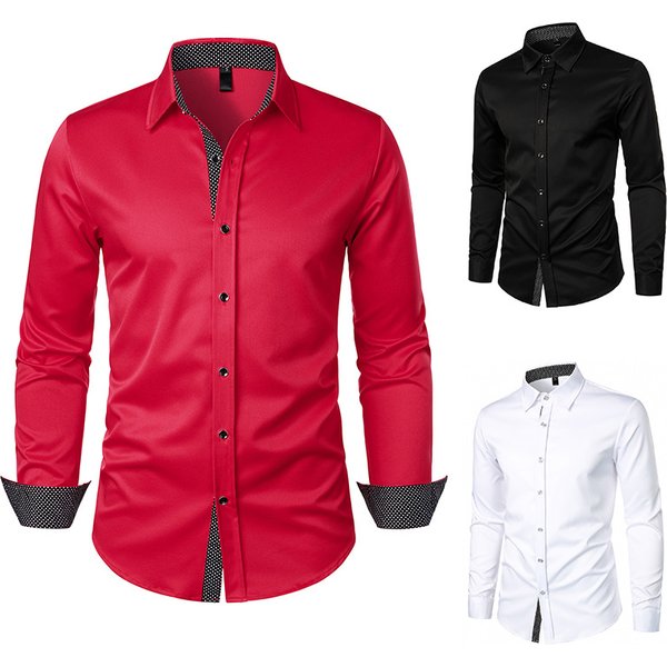 Men's Contrast Dot Shirt - European Fit Long Sleeve Casual Shirt | Business & Leisure Wear-image