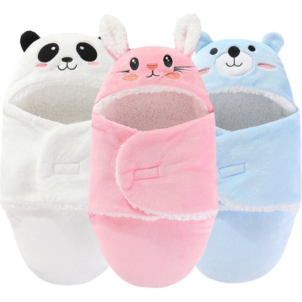 Soft Baby Sleeping Bags Warm Autumn and Winter Newborn Baby Wrap Blankets CartoonCocoon for babies Flannel Baby Sleepsack 0-9M