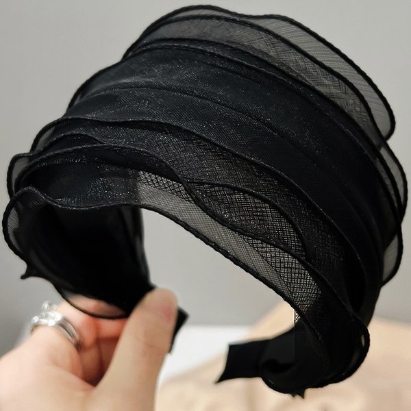 Non-Slip Headband Black Headband Women, New Organza Hairband, Wide Coverage For Gray Hair, Non-Slip Toothed Headband, Hair Accessories