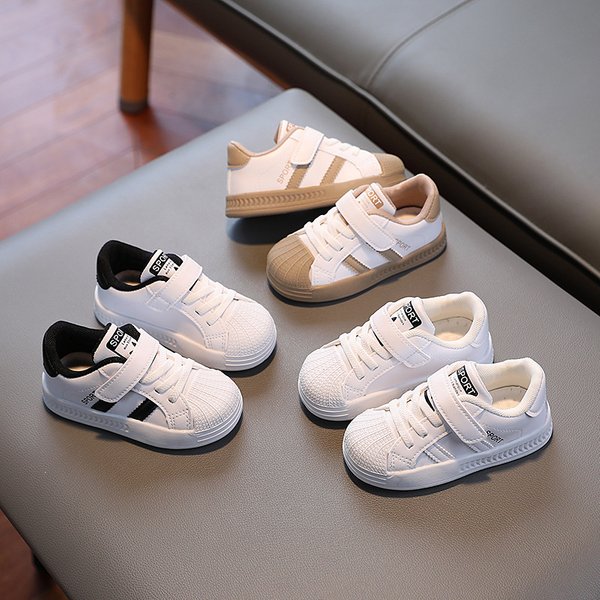 Spring Autumn Children's Shell Toe Sneakers Baby Boys Girls White Shoes Toddler Footwear