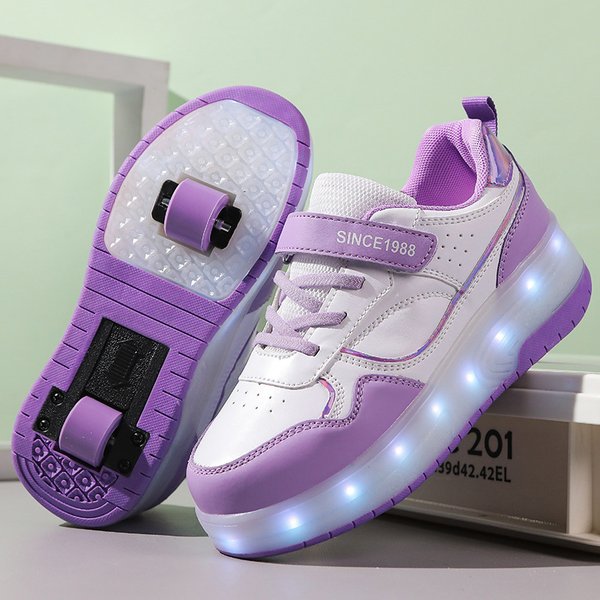 Kid's Clothing Running Shoes For Boys And Girls Rechargeable Flashing Roller Skates For Students Double-Wheeled Roller Skates With Switch-image