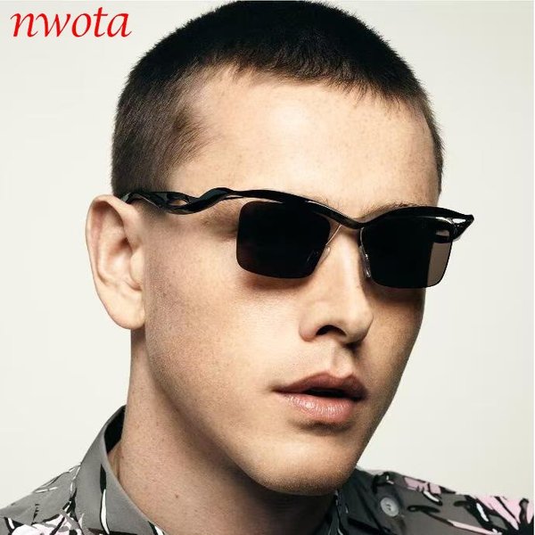 New Cross Mirror Sunglasses Square Frame Sunglasses Men And Women Special Shaped Half Frame Eyebrows Personality Sunglasses-image